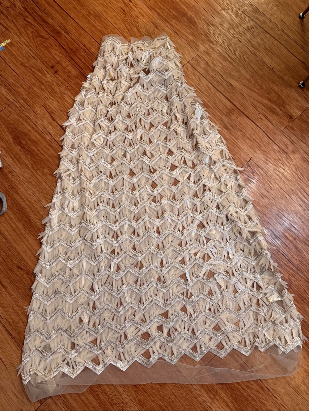 Burning Man Beige Chevron Lace A-Line Skirt